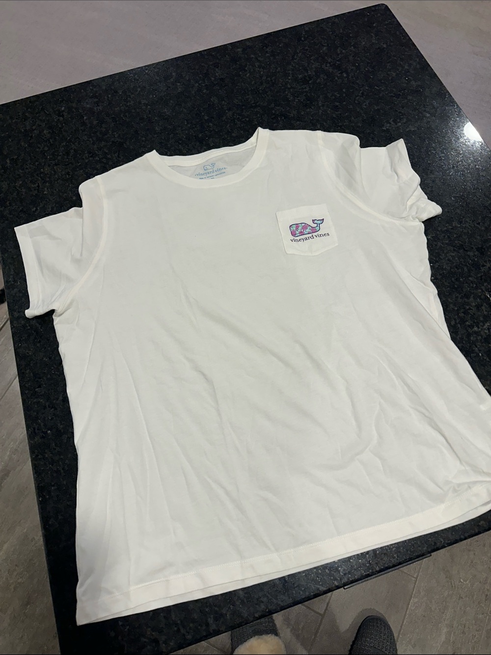 Vineyard Vines White Short Sleeve Pocket Tee with Multicolor Whale